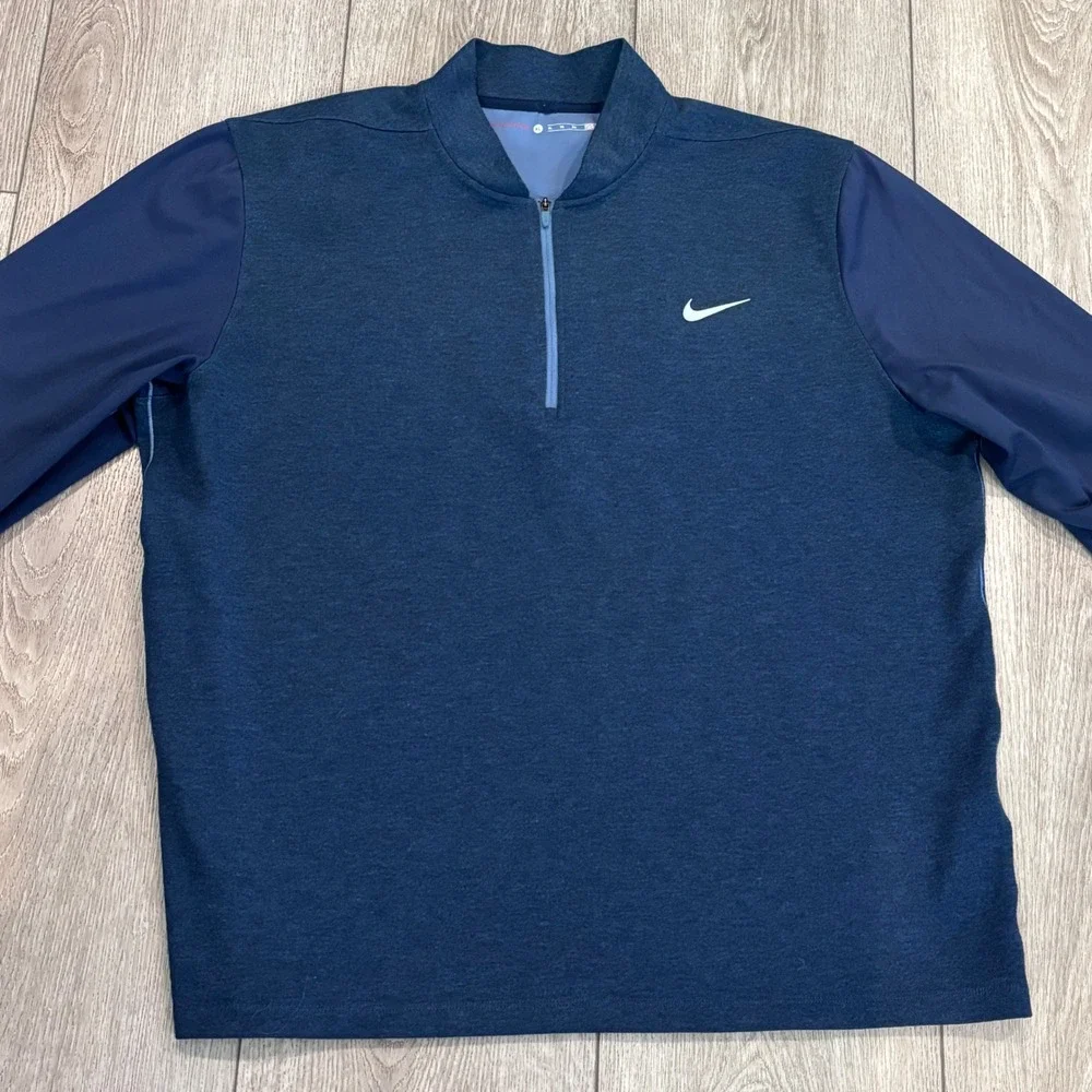 Nike Tiger Woods Collection Quarter Zip Sweater Mens XL Blue Golf Active Preppy
